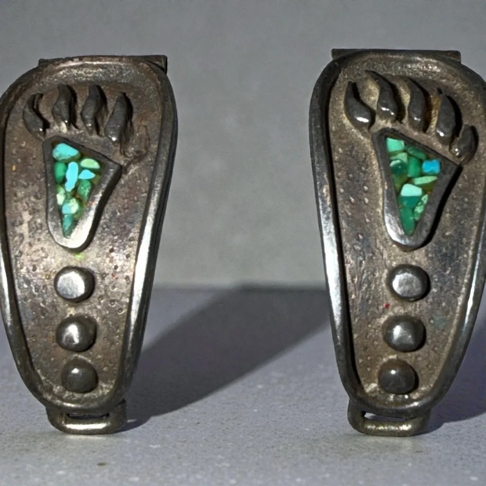 Vintage Sterling Silver Turquoise Bear Claw Watch Tips – Southwestern Style